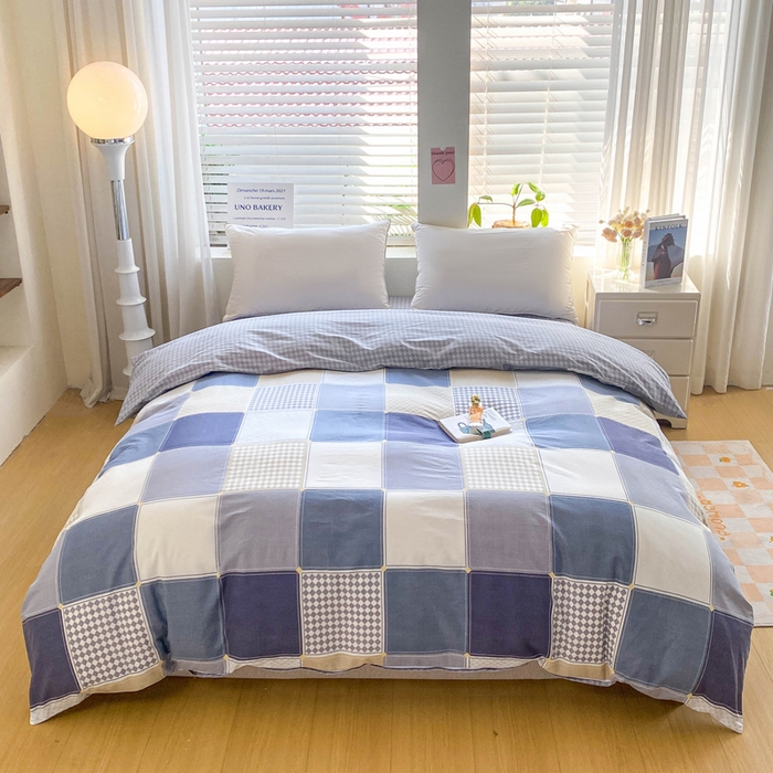 91家纺网 家纺一手货源 找家纺 红淳家纺 2025新款小清新春款12868全棉印花四件套 蓝色垦丁