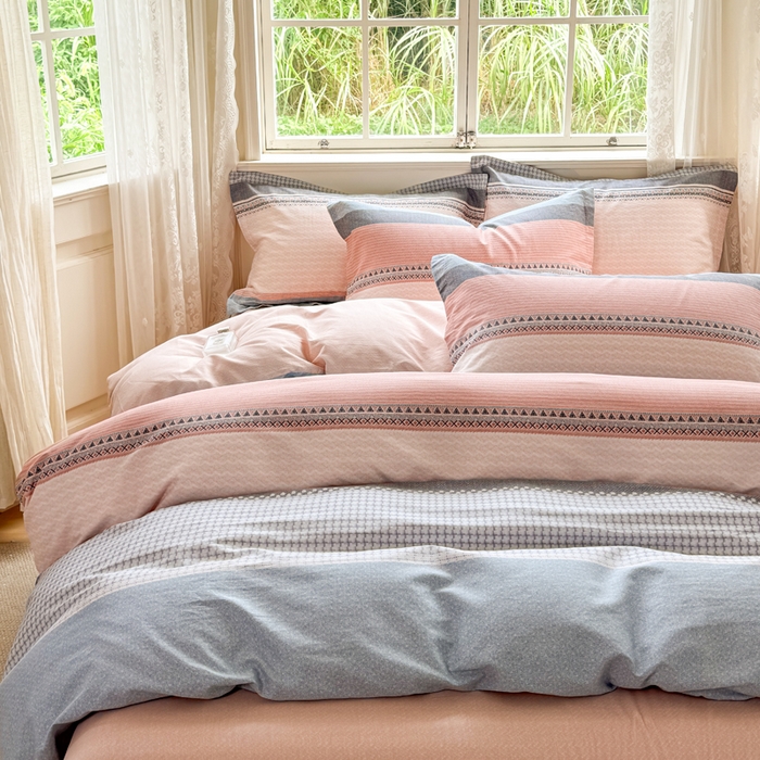 91家纺网 家纺一手货源 找家纺 红淳家纺 2025新款小清新春款12868全棉印花四件套 一帆风顺