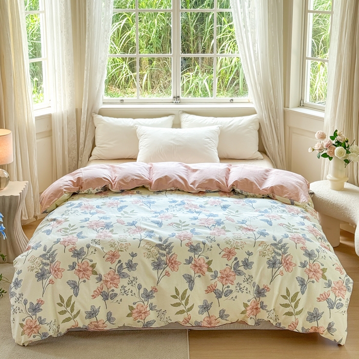 91家纺网 家纺一手货源 找家纺 红淳家纺 2025新款小清新春款12868全棉印花四件套 洛川花海