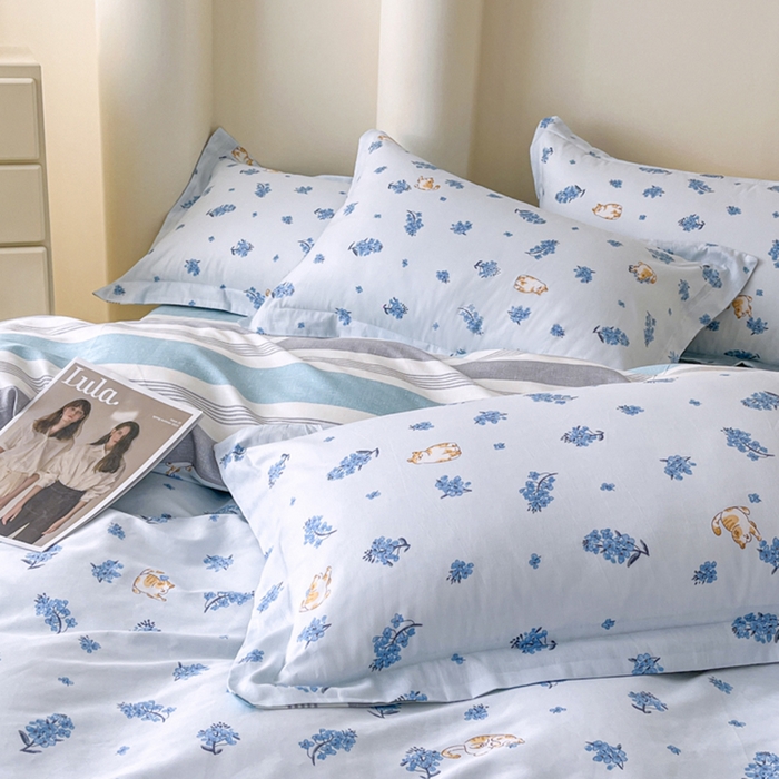 91家纺网 家纺一手货源 找家纺 红淳家纺 2025新款小清新春款12868全棉印花四件套 追喵日记