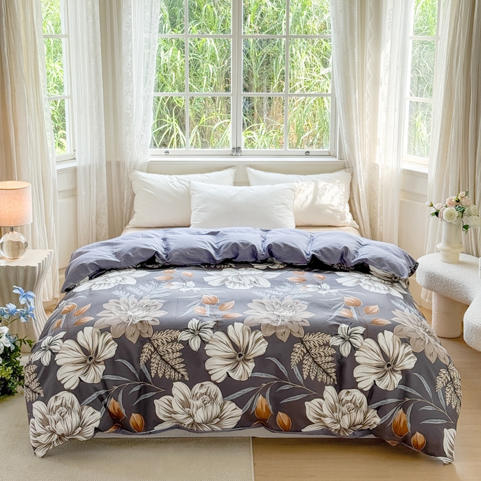 91家纺网 家纺一手货源 找家纺 红淳家纺 2025新款小清新春款12868全棉印花四件套 陌上烟雨