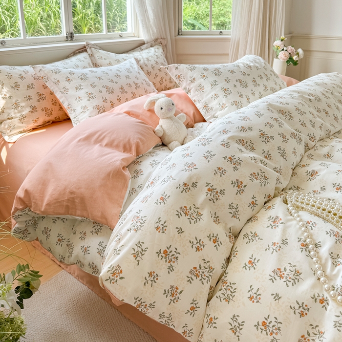 91家纺网 家纺一手货源 找家纺 红淳家纺 2025新款小清新春款12868全棉印花四件套 清风如叶