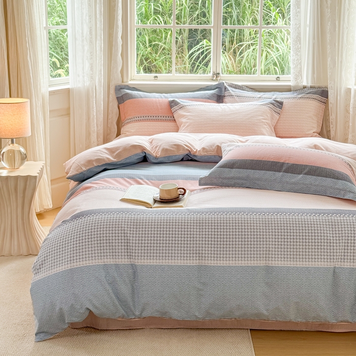 91家纺网 家纺一手货源 找家纺 红淳家纺 2025新款小清新春款12868全棉印花四件套 一帆风顺