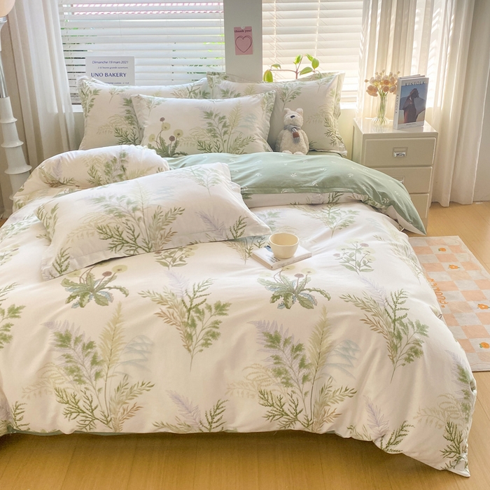 91家纺网 家纺一手货源 找家纺 红淳家纺 2025新款小清新春款12868全棉印花四件套 暖阳