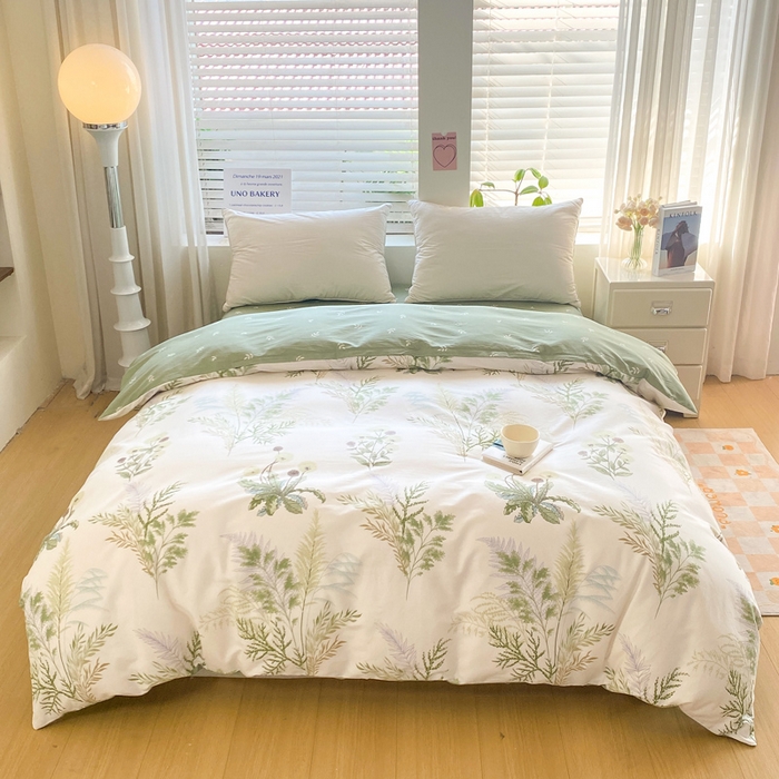 91家纺网 家纺一手货源 找家纺 红淳家纺 2025新款小清新春款12868全棉印花四件套 暖阳