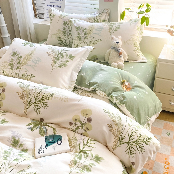 91家纺网 家纺一手货源 找家纺 红淳家纺 2025新款小清新春款12868全棉印花四件套 暖阳