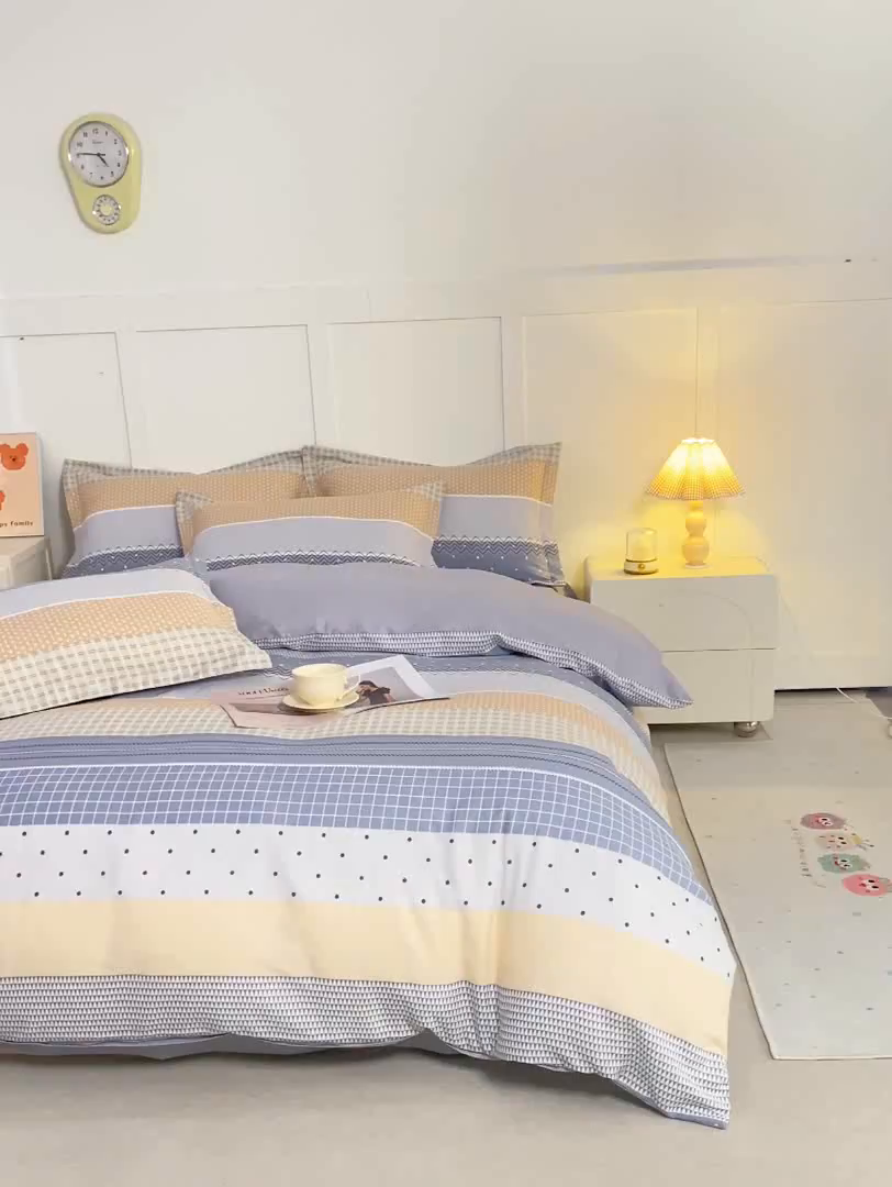 91家纺网 家纺一手货源 找家纺 红淳家纺 2025新款小清新春款12868全棉印花四件套 迈凯伦