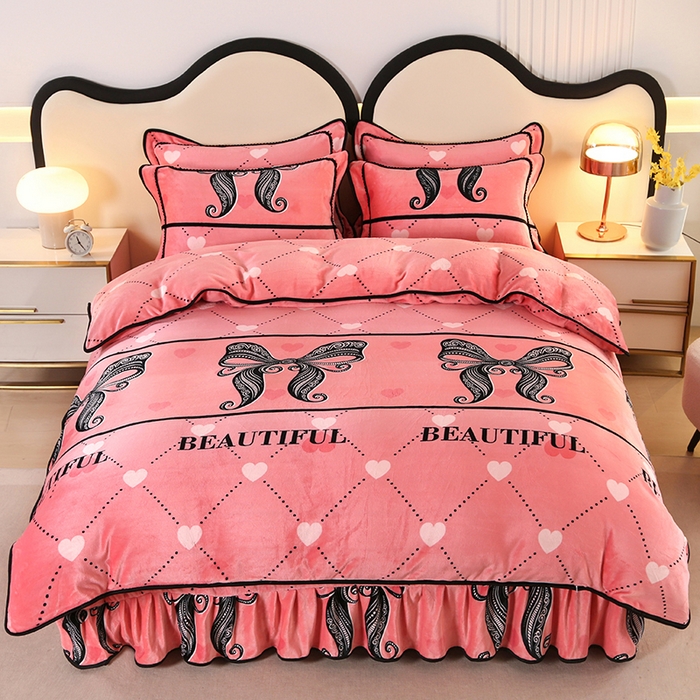 91家纺网 家纺一手货源 找家纺 代芙家纺2025款高克重10斤牛奶绒四件套【下载图片前看下详情公告】蝴蝶结