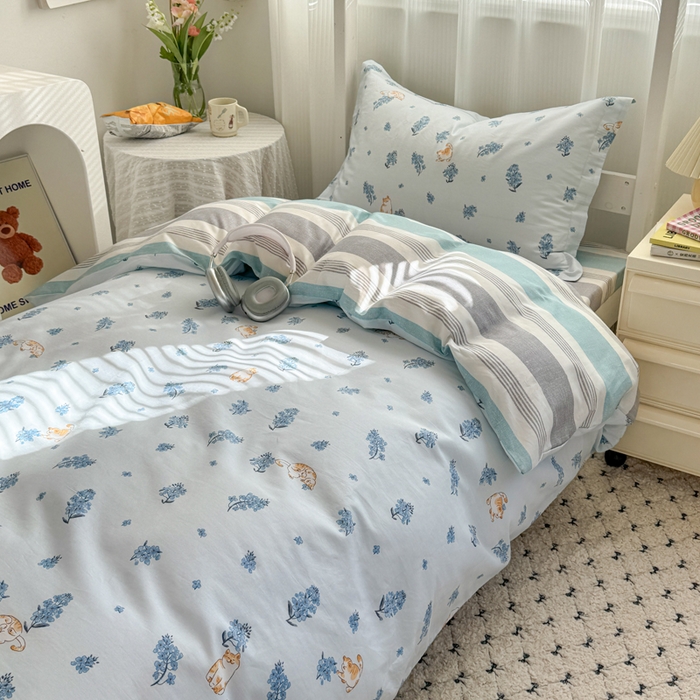 91家纺网 家纺一手货源 找家纺 红淳家纺 2025新款全棉青少年学生三件套 追喵日记