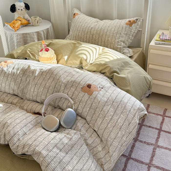 91家纺网 家纺一手货源 找家纺 红淳家纺 2025新款全棉青少年学生三件套 梦幻小象