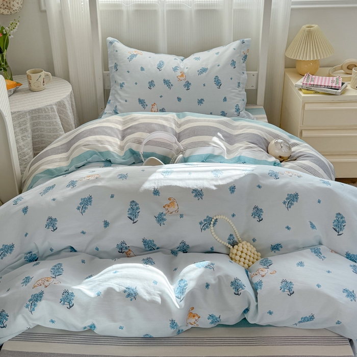 91家纺网 家纺一手货源 找家纺 红淳家纺 2025新款全棉青少年学生三件套 追喵日记