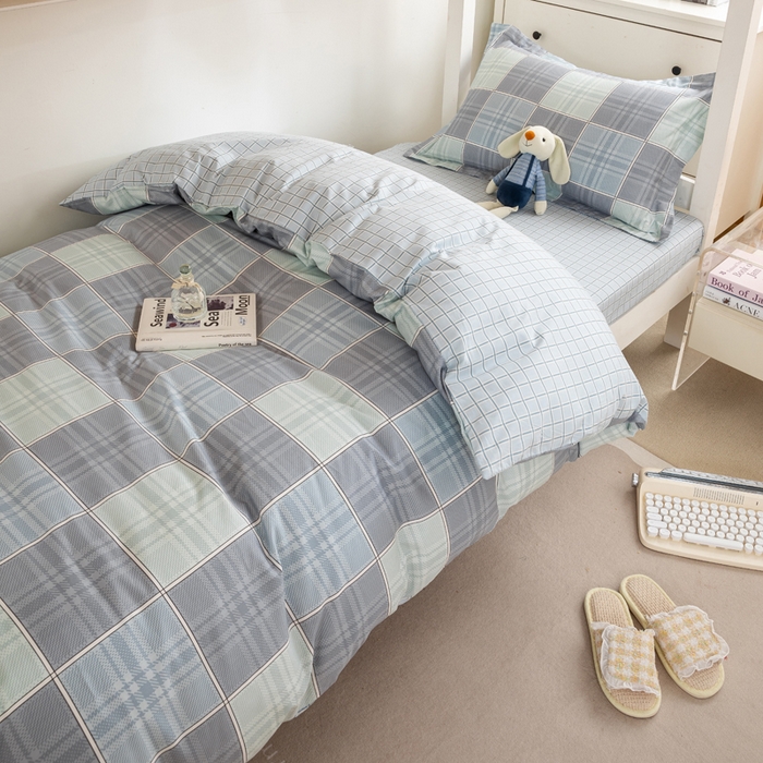 91家纺网 家纺一手货源 找家纺 红淳家纺 2025新款全棉青少年学生三件套 斯格尔-蓝