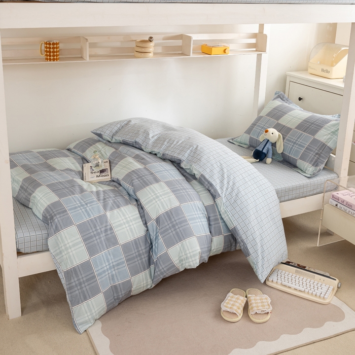 91家纺网 家纺一手货源 找家纺 红淳家纺 2025新款全棉青少年学生三件套 斯格尔-蓝