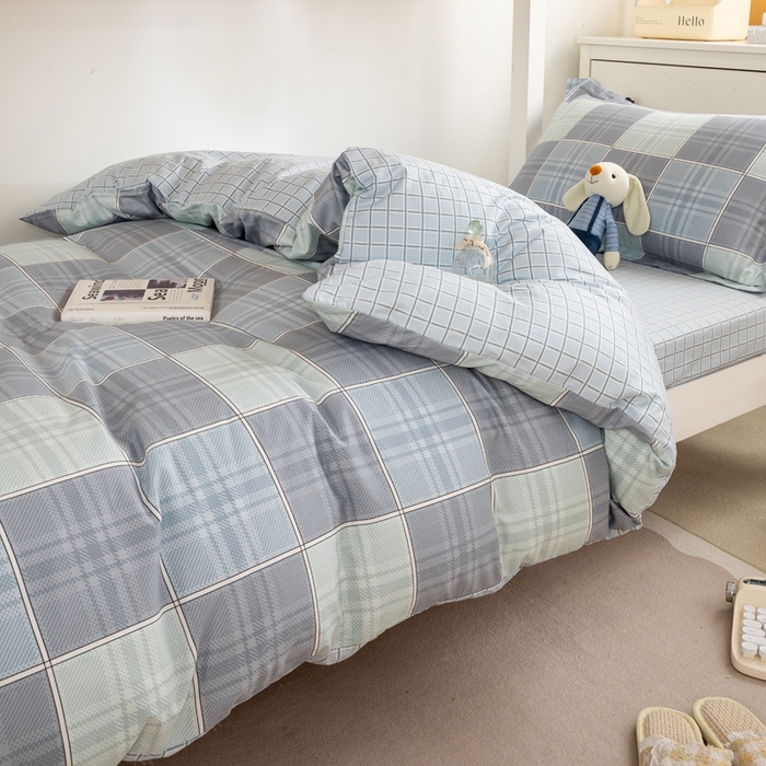 91家纺网 家纺一手货源 找家纺 红淳家纺 2025新款全棉青少年学生三件套 斯格尔-蓝