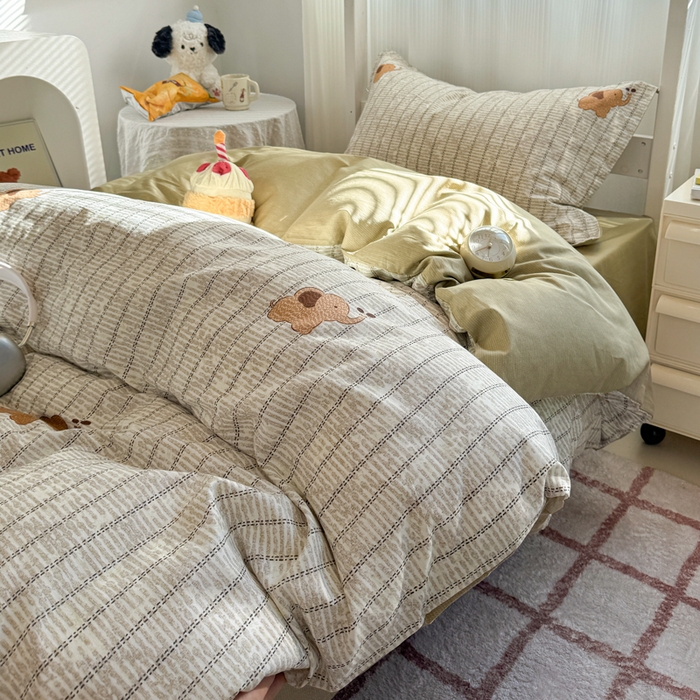 91家纺网 家纺一手货源 找家纺 红淳家纺 2025新款全棉青少年学生三件套 梦幻小象