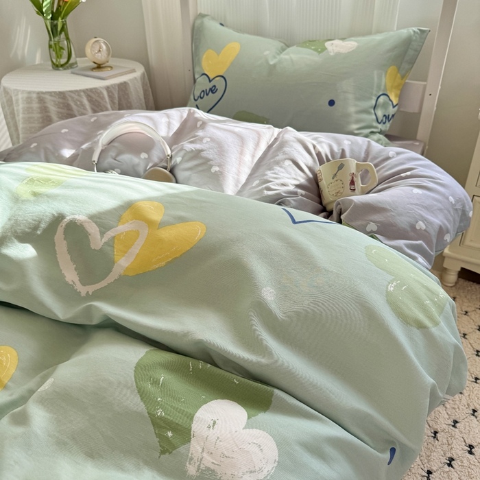 91家纺网 家纺一手货源 找家纺 红淳家纺 2025新款全棉青少年学生三件套 心愿恋曲