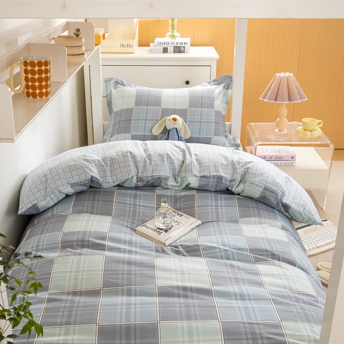 91家纺网 家纺一手货源 找家纺 红淳家纺 2025新款全棉青少年学生三件套 斯格尔-蓝