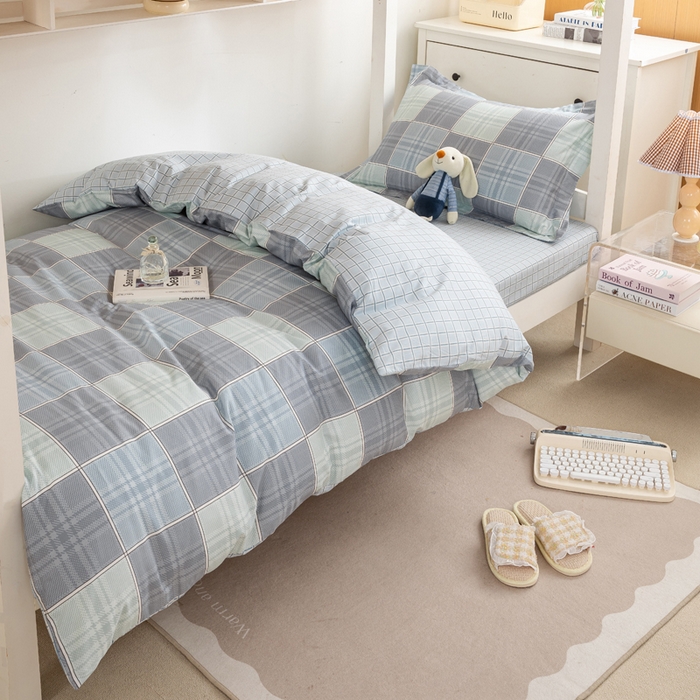 91家纺网 家纺一手货源 找家纺 红淳家纺 2025新款全棉青少年学生三件套 斯格尔-蓝