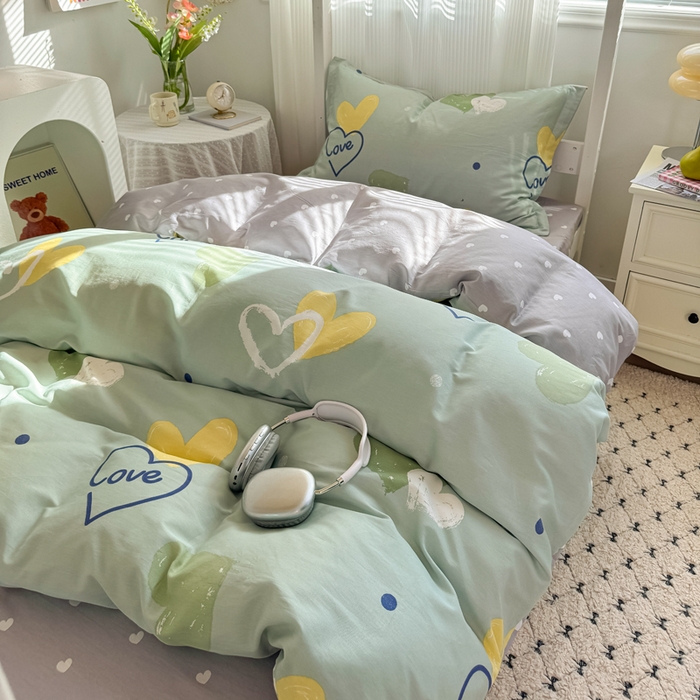 91家纺网 家纺一手货源 找家纺 红淳家纺 2025新款全棉青少年学生三件套 心愿恋曲