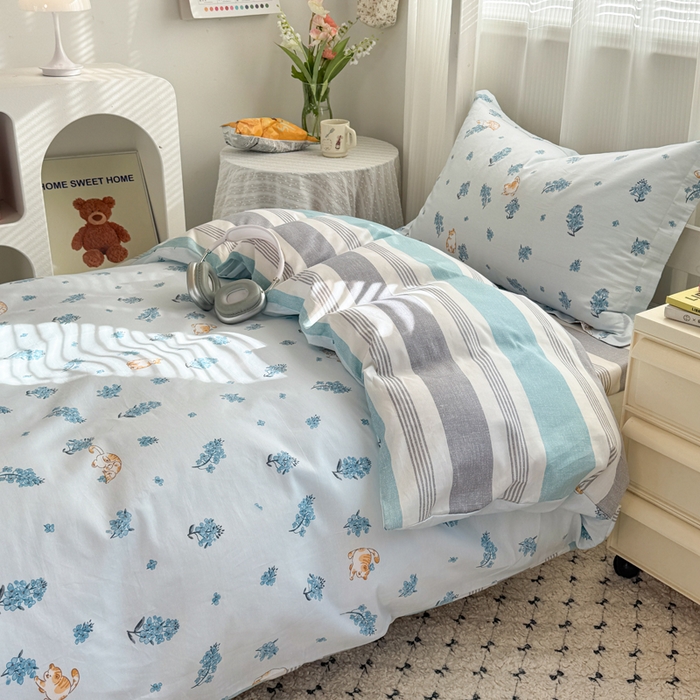 91家纺网 家纺一手货源 找家纺 红淳家纺 2025新款全棉青少年学生三件套 追喵日记