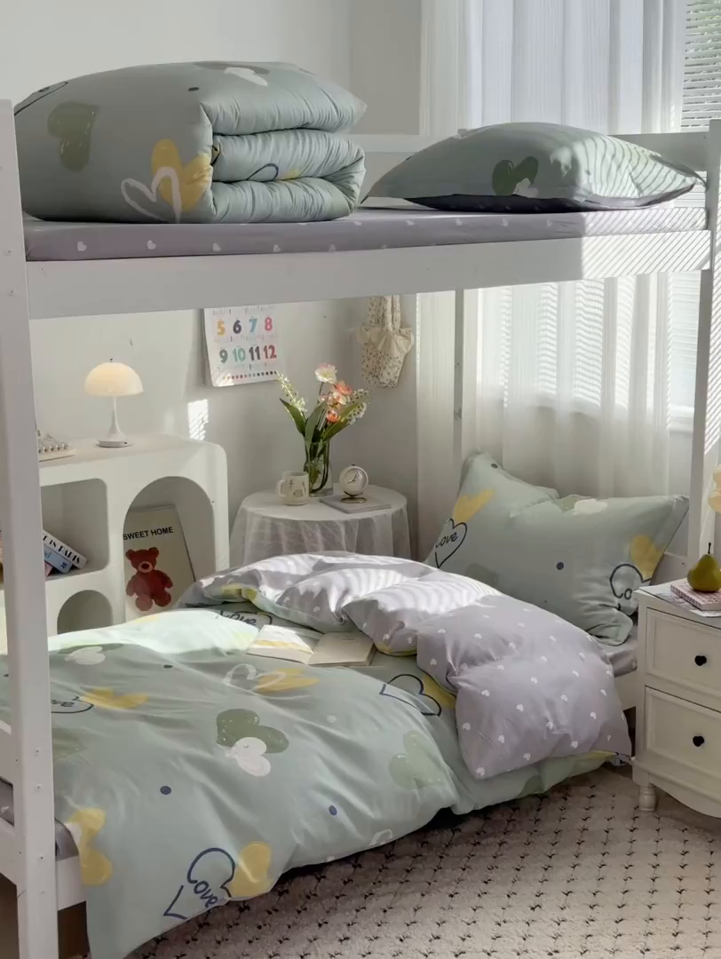 91家纺网 家纺一手货源 找家纺 红淳家纺 2025新款全棉青少年学生三件套 心愿恋曲