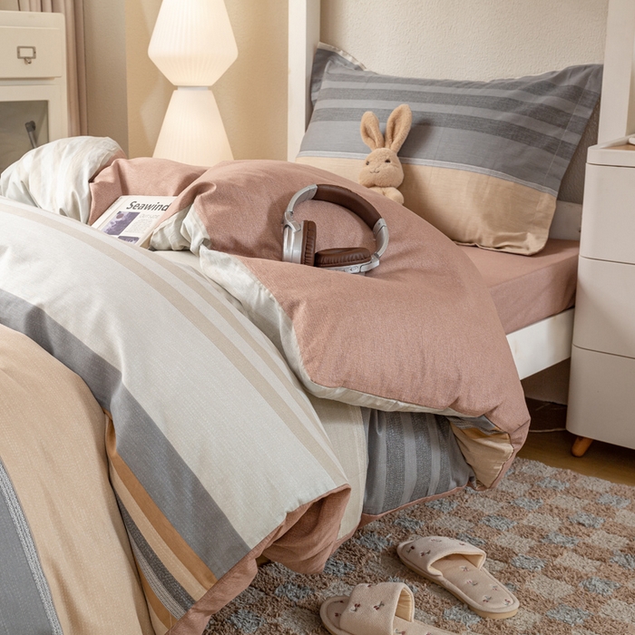 91家纺网 家纺一手货源 找家纺 红淳家纺 2025新款全棉青少年学生三件套 简希