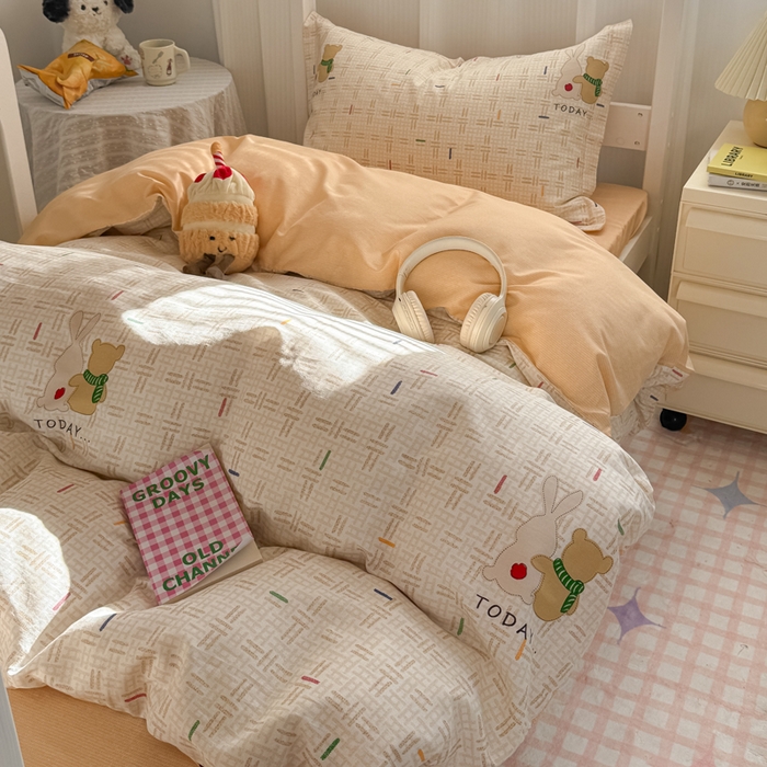 91家纺网 家纺一手货源 找家纺 红淳家纺 2025新款全棉青少年学生三件套 小幸运