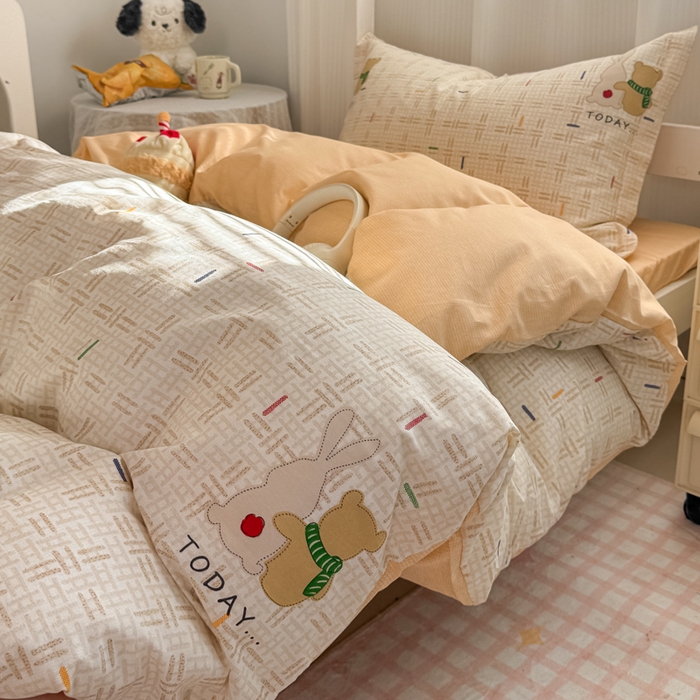 91家纺网 家纺一手货源 找家纺 红淳家纺 2025新款全棉青少年学生三件套 小幸运