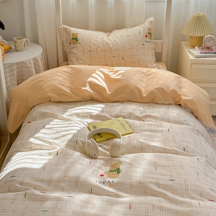 91家纺网 家纺一手货源 找家纺 红淳家纺 2025新款全棉青少年学生三件套 小幸运