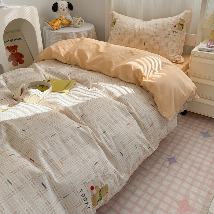 91家纺网 家纺一手货源 找家纺 红淳家纺 2025新款全棉青少年学生三件套 小幸运