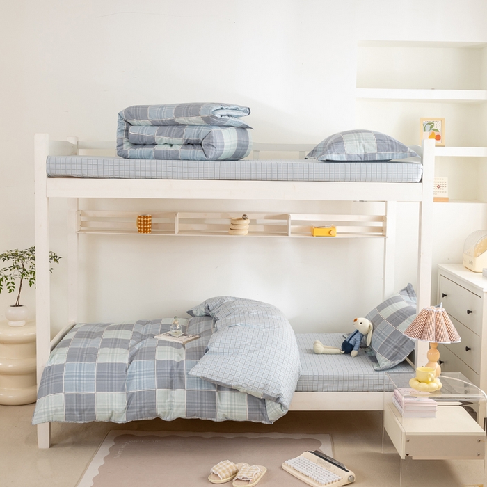 91家纺网 家纺一手货源 找家纺 红淳家纺 2025新款全棉青少年学生三件套 斯格尔-蓝