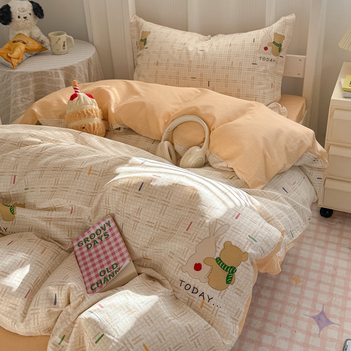 91家纺网 家纺一手货源 找家纺 红淳家纺 2025新款全棉青少年学生三件套 小幸运