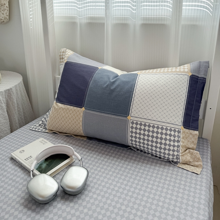 91家纺网 家纺一手货源 找家纺 红淳家纺 2025新款全棉青少年学生三件套 蓝色垦丁