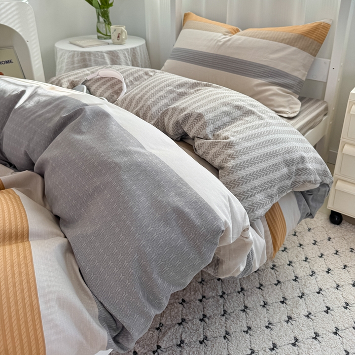 91家纺网 家纺一手货源 找家纺 红淳家纺 2025新款全棉青少年学生三件套 风条雨顺