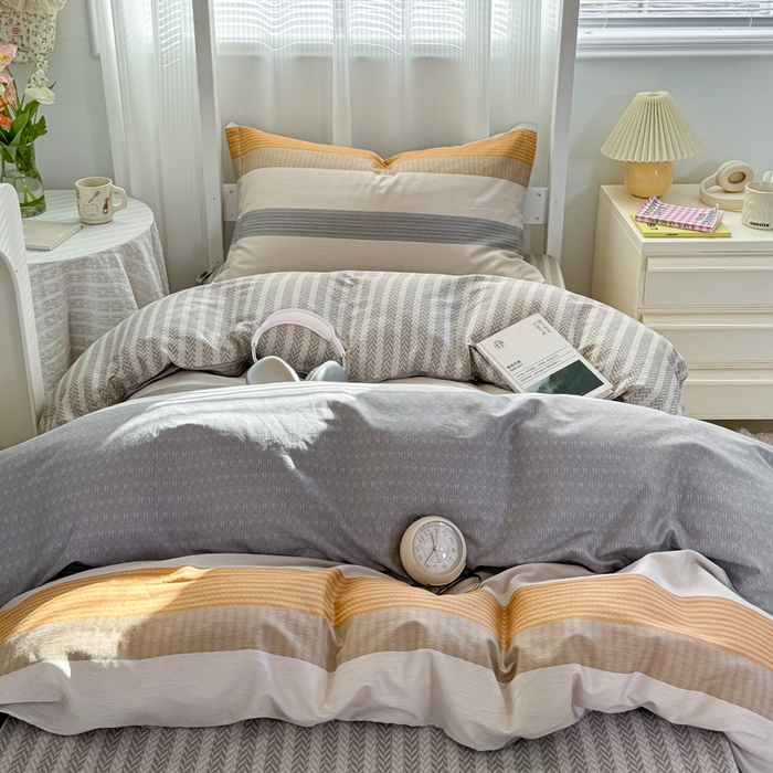 91家纺网 家纺一手货源 找家纺 红淳家纺 2025新款全棉青少年学生三件套 风条雨顺