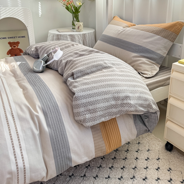 91家纺网 家纺一手货源 找家纺 红淳家纺 2025新款全棉青少年学生三件套 风条雨顺