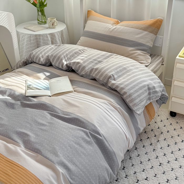 91家纺网 家纺一手货源 找家纺 红淳家纺 2025新款全棉青少年学生三件套 风条雨顺