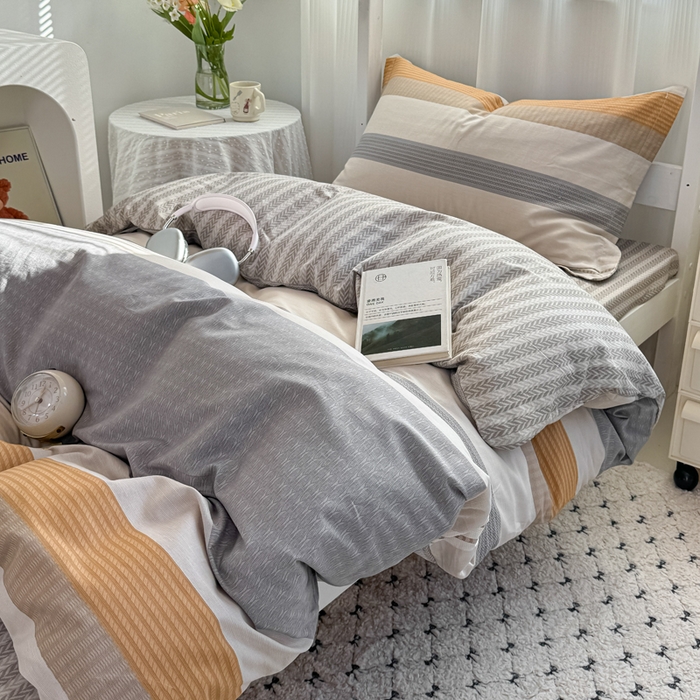 91家纺网 家纺一手货源 找家纺 红淳家纺 2025新款全棉青少年学生三件套 风条雨顺