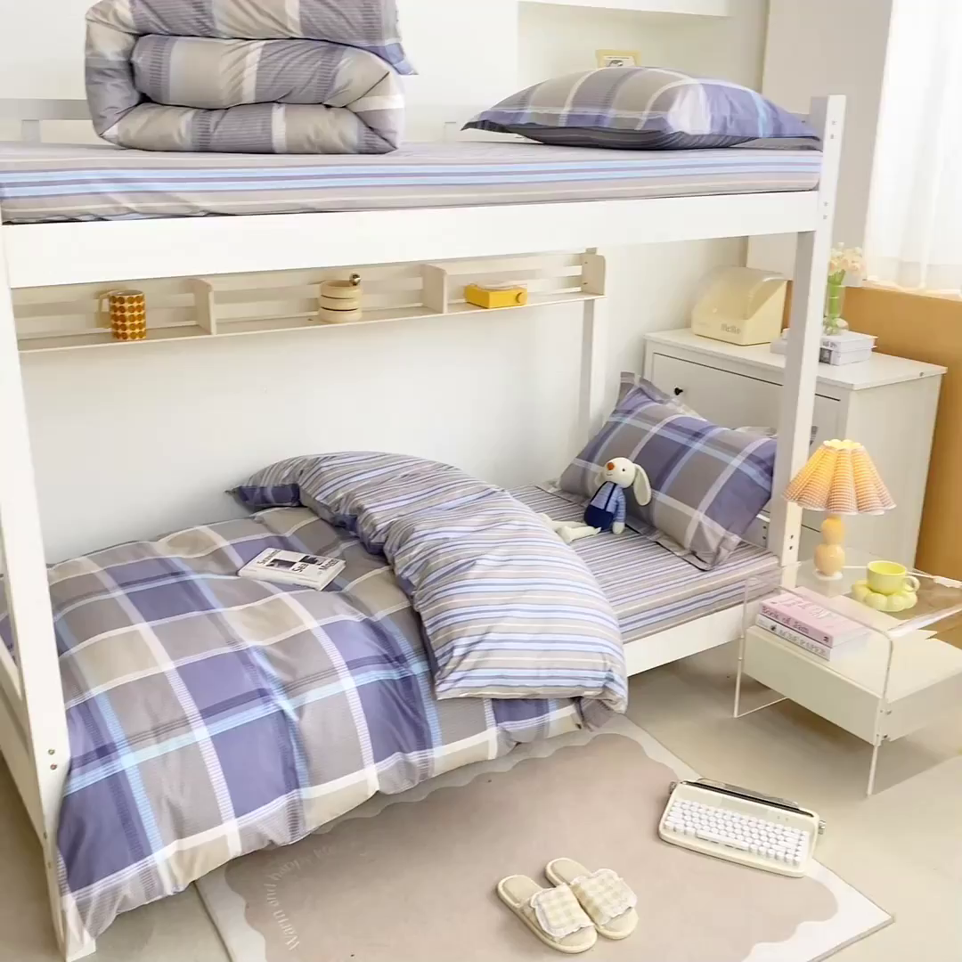 91家纺网 家纺一手货源 找家纺 红淳家纺 2025新款全棉青少年学生三件套 幻影