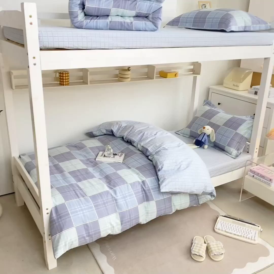 91家纺网 家纺一手货源 找家纺 红淳家纺 2025新款全棉青少年学生三件套 斯格尔-蓝