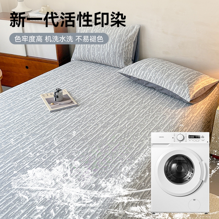 91家纺网 家纺一手货源 找家纺 眠博士 2025新款全棉纯棉三层纱单床单 床单单件 三层纱床单-流光灰