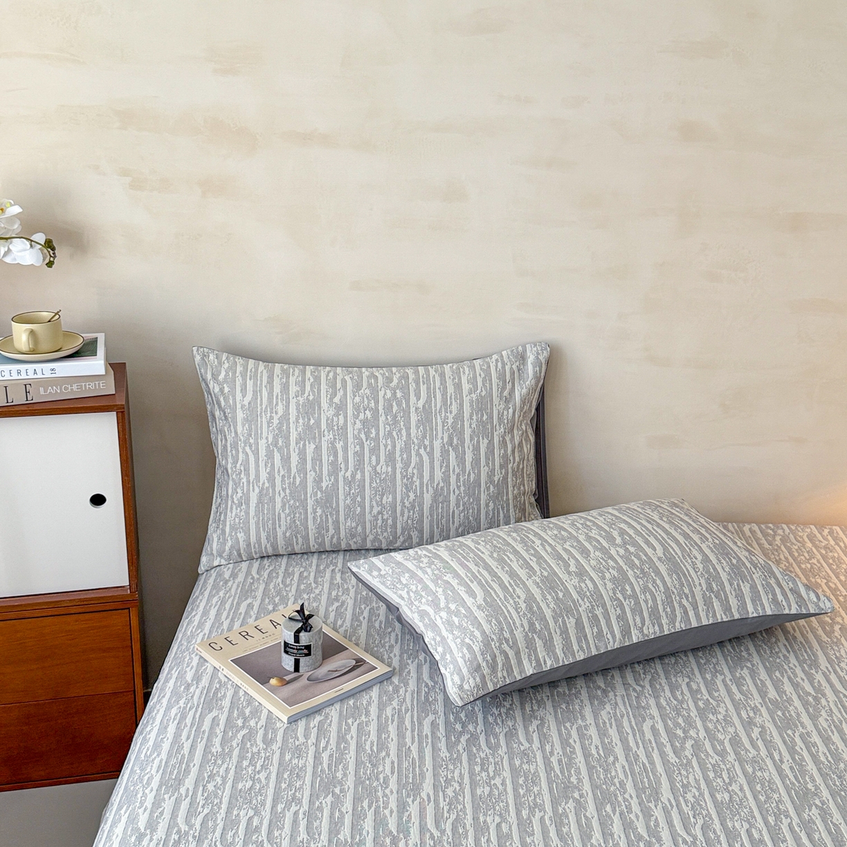 91家纺网 家纺一手货源 找家纺 眠博士 2025新款全棉纯棉三层纱单床单 床单单件 三层纱床单-流光灰