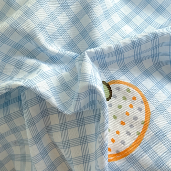 91家纺网 家纺一手货源 找家纺 红淳家纺 2025新款全棉青少年学生三件套 格纹水果（蓝）