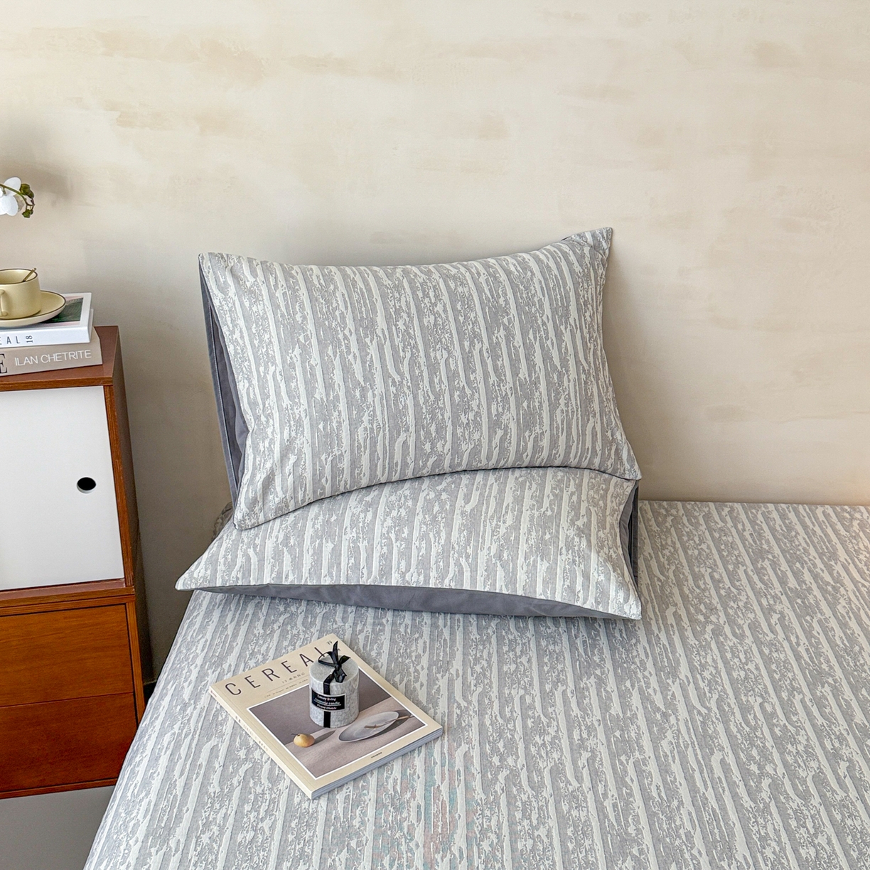 91家纺网 家纺一手货源 找家纺 眠博士 2025新款全棉纯棉三层纱单床单 床单单件 三层纱床单-流光灰