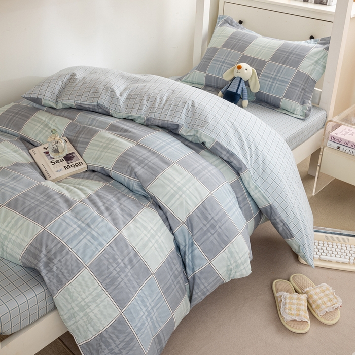 91家纺网 家纺一手货源 找家纺 红淳家纺 2025新款全棉青少年学生三件套 斯格尔-蓝