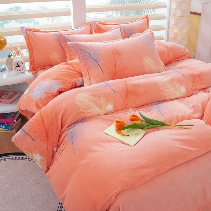 91家纺网 家纺一手货源 找家纺 优姿家纺 2025新款加厚全消光牛奶绒印花四件套暖阳羽丝