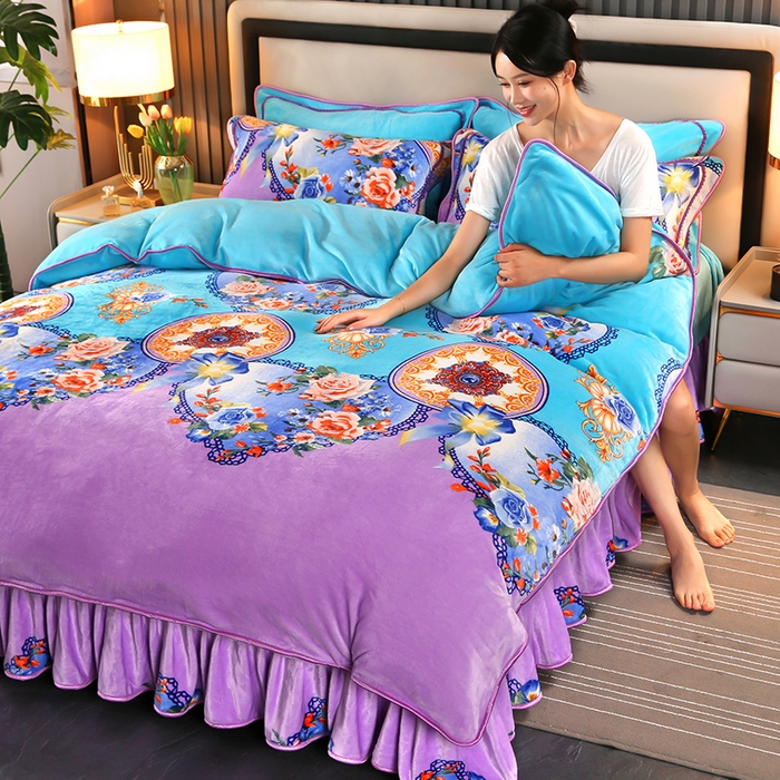 91家纺网 家纺一手货源 找家纺 代芙家纺2025款高克重10斤牛奶绒四件套【下载图片前看下详情公告】吉祥如意