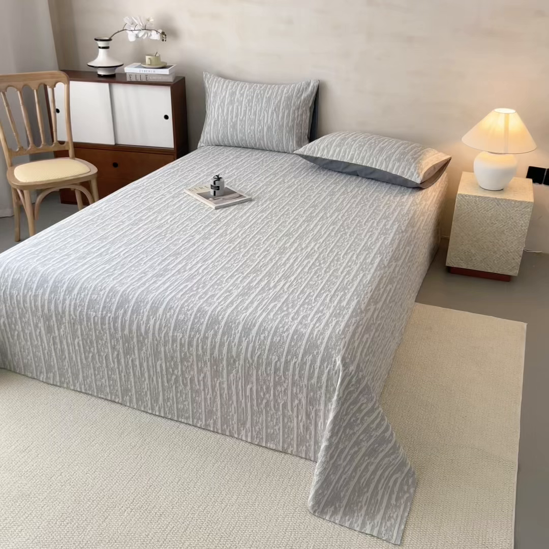 91家纺网 家纺一手货源 找家纺 眠博士 2025新款全棉纯棉三层纱单床单 床单单件 三层纱床单-流光灰