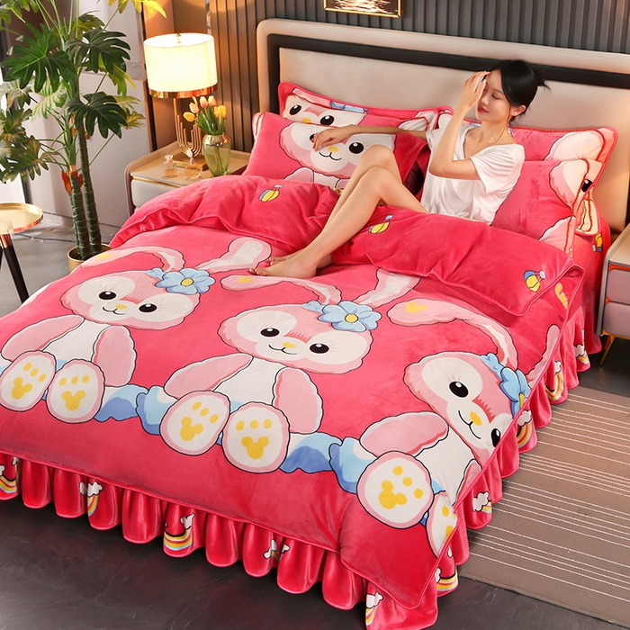 91家纺网 家纺一手货源 找家纺 代芙家纺2025款高克重10斤牛奶绒四件套【下载图片前看下详情公告】吉祥兔