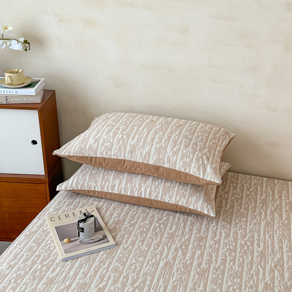 91家纺网 家纺一手货源 找家纺 眠博士 2025新款全棉纯棉三层纱单床单 床单单件 三层纱床单-流光卡其